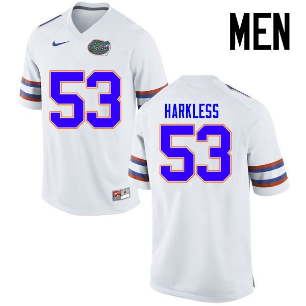 Men's NCAA Florida Gators Kavaris Harkless #53 Stitched Authentic Nike White College Football Jersey WQQ5865AS